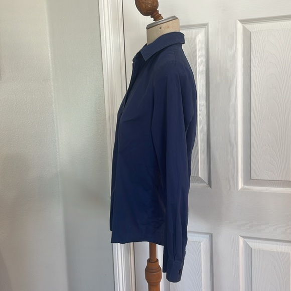 Coldwater creek long sleeve button-down navy blue shirt cotton stretch women 8 S - Picture 5 of 8